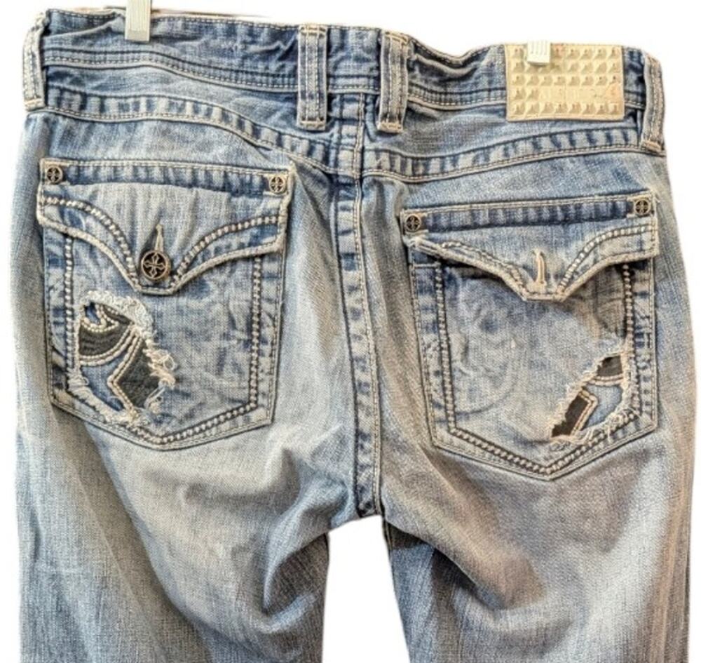 Affliction Black Premium Blake Jeans Mens 34x30 Distressed Y2K Straight Denim